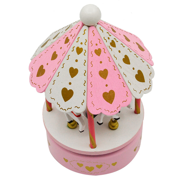 Wooden Carousel Horses Music Box