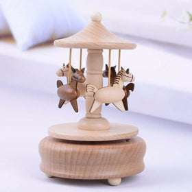 Wooden Spring Carousel Music Box