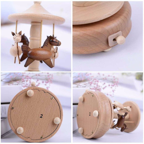 Wooden Spring Carousel Music Box