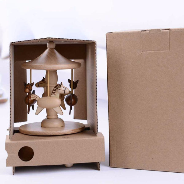 Wooden Spring Carousel Music Box