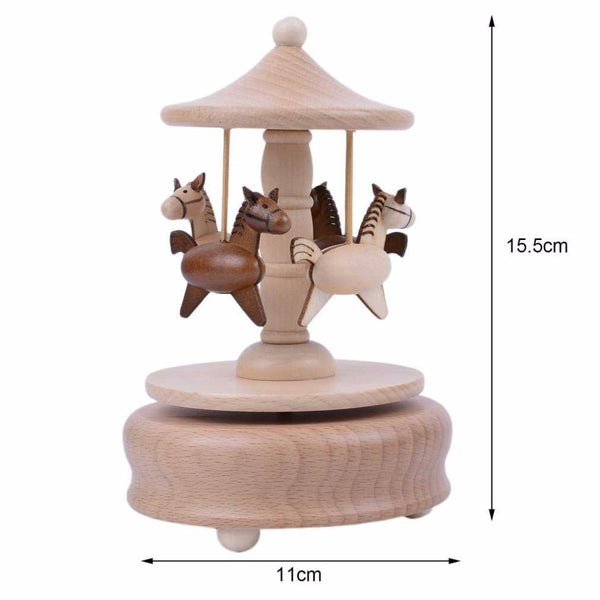 Wooden Spring Carousel Music Box
