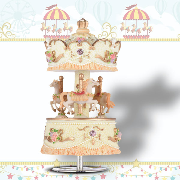 Beautiful 3-horse Carousel Music Box