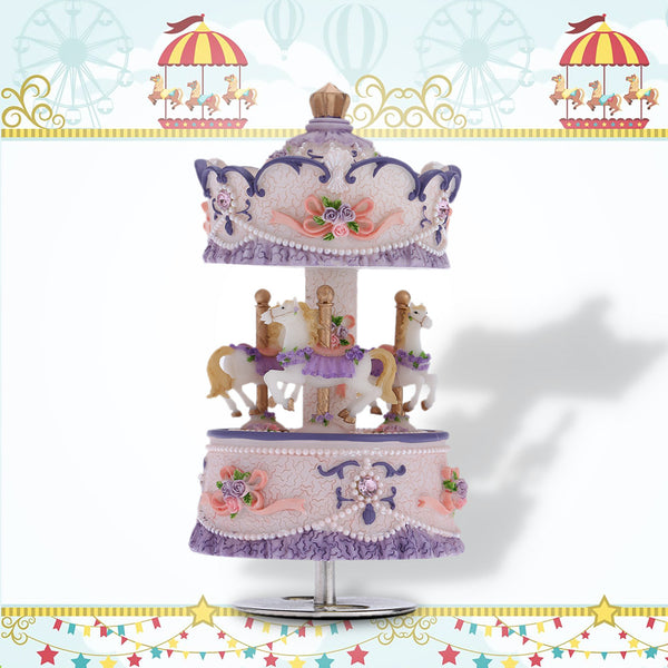 Beautiful 3-horse Carousel Music Box